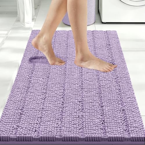 Bcoimo Bath Rug Mat,Chenille Extra Soft Lavender Bathroom Floor Shower Mats