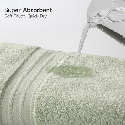 REDKISS Green Towel Set of 8-100% Cotton Luxury Bath Towels Set for Bathroom, 600 GSM Highly Absorbent Bathroom Towel with 2 Large Bath Sheet, 2 Hand, 4 Washcloths, Green Shower Towels for Dorm