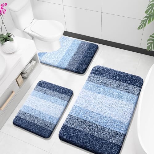 OLANLY Microfiber Bathroom Rugs Sets 3 Piece, 36"x24"+24"x16"+24"x20"