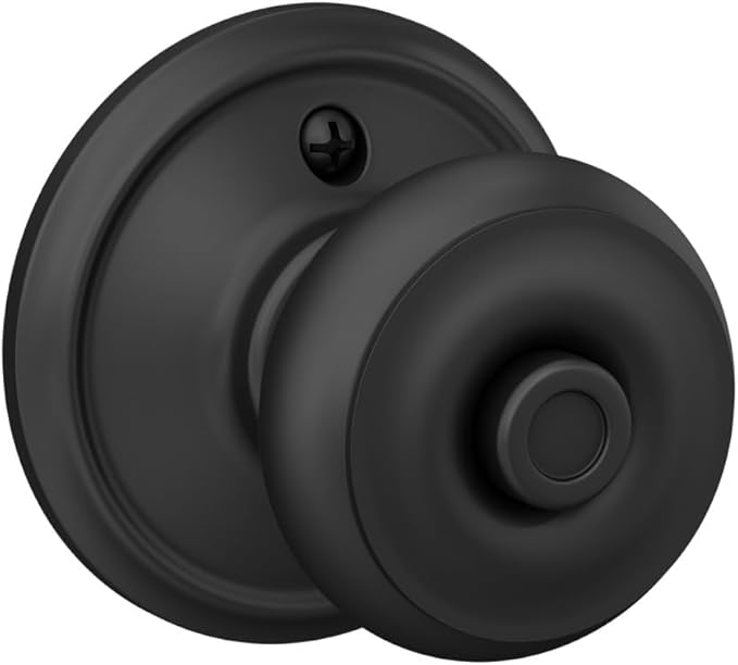 Schlage F40 GEO 622 Georgian Door Knob, Bed & Bath Privacy Lock, Matte Black