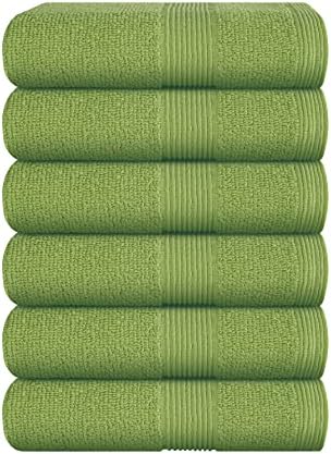 Belizzi Home Ultra Soft 6-Piece Hand Towel Set 16x28-100% Ringspun Cotton - Durable & Highly Absorbent Hand Towels - Ideal for use in Bathroom, Kitchen, Gym, Spa & General Cleaning - Kiwi Green
