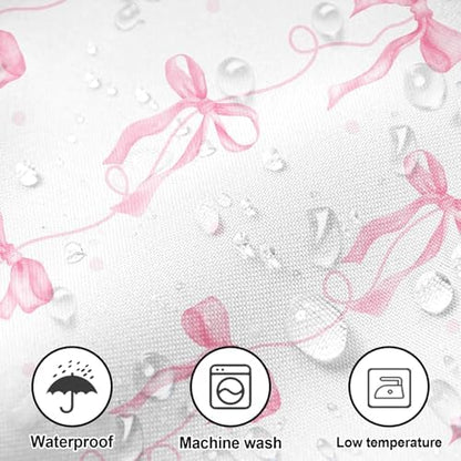 Pink Bow Shower Curtain for Bathroom Decor, Teen Girls Theme, 72x72In