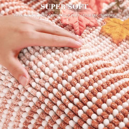 BSICPRO Bathroom Rugs Sets 2 Piece, Non Slip Striped Bath Mat, Light Orange