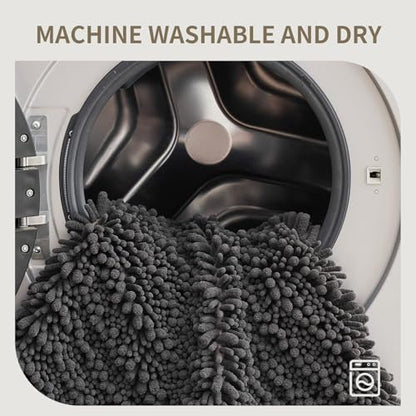 Bathroom Rugs Non Slip Washable 36x24, Extra Thick Soft Chenille Absorbent Bath Mat, High Density Barrier Non Slip Backing, Quick Dry Plush Shaggy Floor Carpet for Tub&Shower, Darkgrey