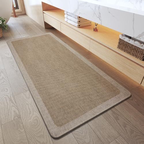 YDKGL Bathroom Runner Rug, Long Thin Bath Mat Fit Under Door, Brown 24x48