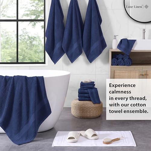 LANE LINEN Bathroom Towel Set 18 Piece Soft Absorbent Quick Dry - Navy