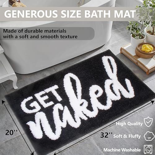 KOEXM Get Naked Bath Mat Funny Bathroom Decor 20" x 32" Non-Slip