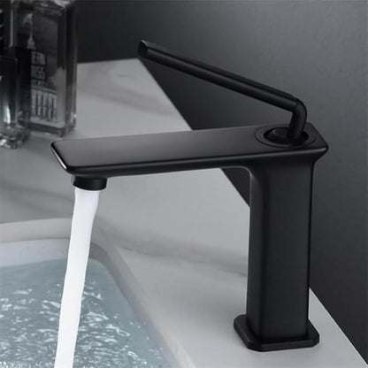 Bathroom Faucet Brushed Gold Brass Basin Cold and Hot Water Mixer Sink Tap-Black Tall(Black Short)