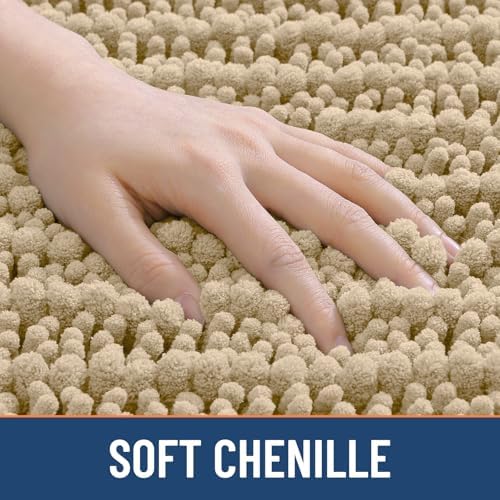 Smiry Bathroom Rugs 30X18, Extra Soft Rubber Backing Chenille Bath Mats