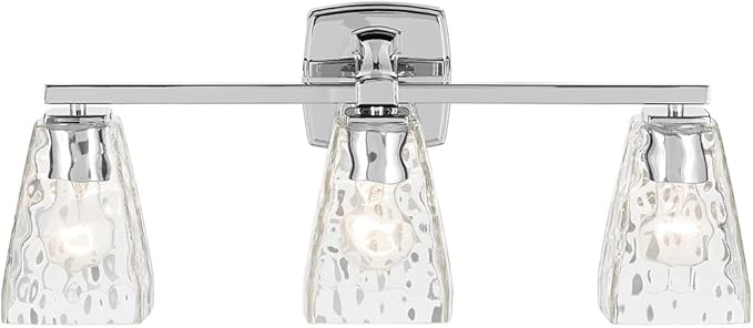 Kichler Marant 21.25" 3-Light Vanity Light with Clear Water Glass in Chrome, for Bathroom, Powder Room, Over a Mirror, (21.25" W x 9.5" H), 55216CHWTR