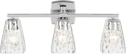 Kichler Marant 21.25" 3-Light Vanity Light with Clear Water Glass in Chrome, for Bathroom, Powder Room, Over a Mirror, (21.25" W x 9.5" H), 55216CHWTR