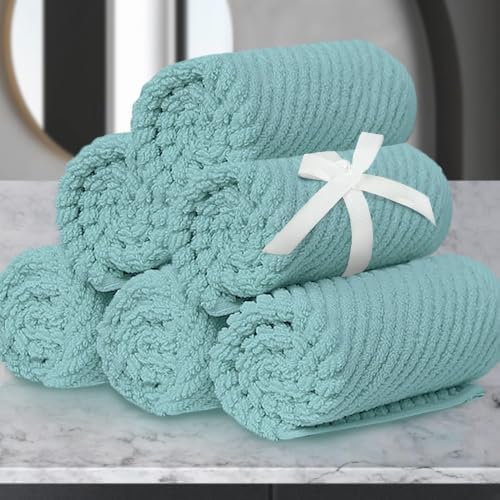 VOOVA & MOVAS Wash Cloths 6PC, 100% Cotton, 13x13 in, Aqua Teal
