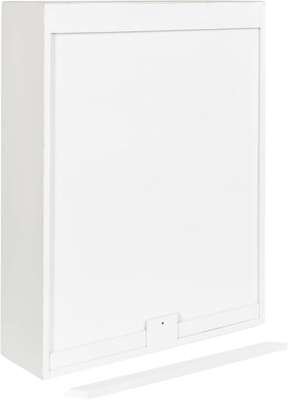 Kate and Laurel Saanvi Traditional Carved Wood Floating Bathroom Wall Cabinet, 22 x 7 x 28, White, Dimensional Over the Toilet Storage Cabinet for Use as Bathroom Storage or Entryway Decor and Display