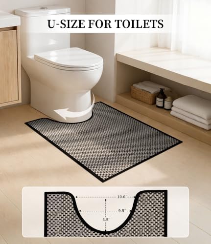 YIHOUSE Black Bathroom Rugs Sets 5 Pieces,Thin Bath Mat Quick Dry