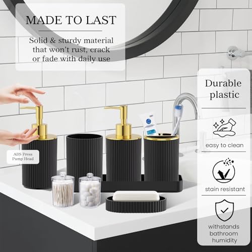 Black Gold Bathroom Accessories Set - Bathroom Sets