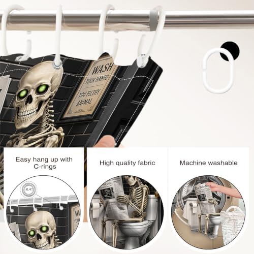 Funny Skeleton Shower Curtain Skull Halloween Bathroom Decor Shower Curtain