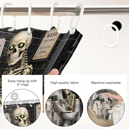 Funny Skeleton Shower Curtain Skull Halloween Bathroom Decor Shower Curtain