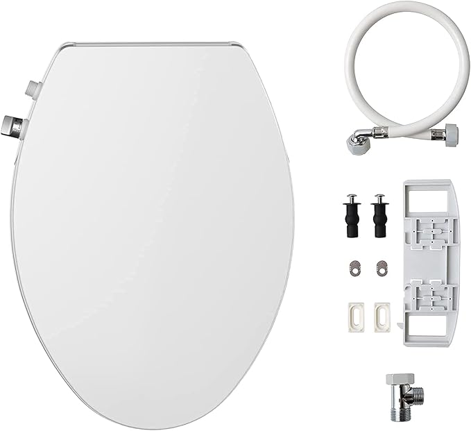 R&T V8902 Non-Electric Bidet Toilet Seat Elongated Self-Cleaning Dual Spray Nozzles for Rear & Feminine Wash