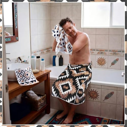 Moukeren Set of 3 Western Aztec Bath Towels, Decorative Towels for Bathroom