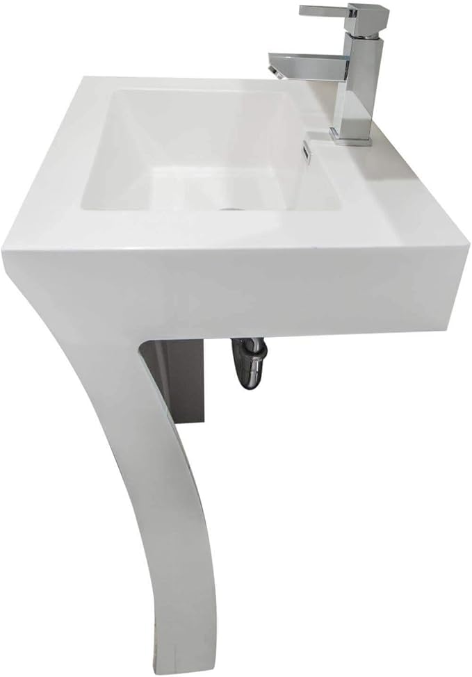 7-Shape Cedar Falls Modern Vanity Pedestal Sink, White, By Fine Fixtures