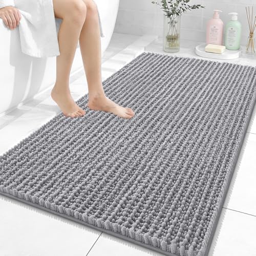 OLANLY Large Bathroom Rugs 44x32, Thick Soft Absorbent Chenille Bath Rugs