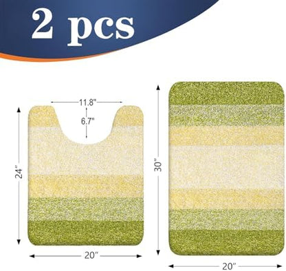 OLANLY Micorfiber Bathroom Rug Set 2 Piece, 30"x20"+U-Shaped 24"x20"