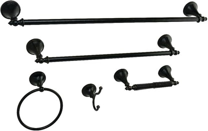 Kingston Brass Naples 5-Piece Accessory Set with 18" & 24" Towel-Bar, Towel-Ring, Robe Hook & Toilet Paper Holder, Oil Rubbed Bronze