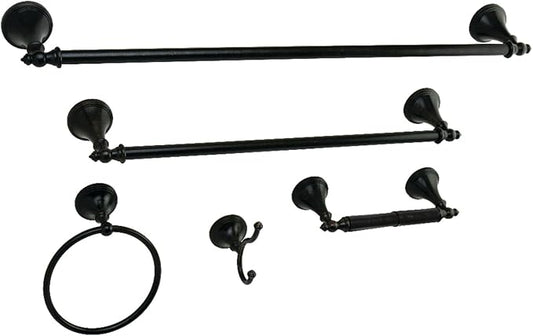 Kingston Brass Naples 5-Piece Accessory Set with 18" & 24" Towel-Bar, Towel-Ring, Robe Hook & Toilet Paper Holder, Oil Rubbed Bronze