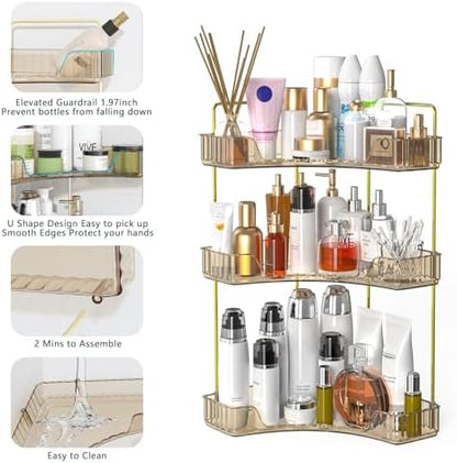 Webetop 3 Tier Corner Bathroom Organizer Countertop for Skincare & Dresser