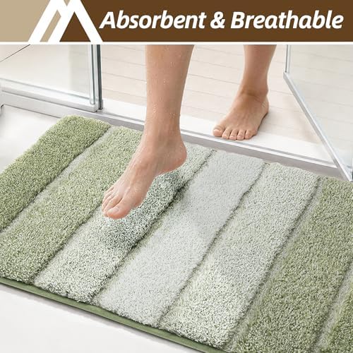 COSY HOMEER Bathroom Rugs 24x17,Ultra Soft Absorbent Bath Mat,Green