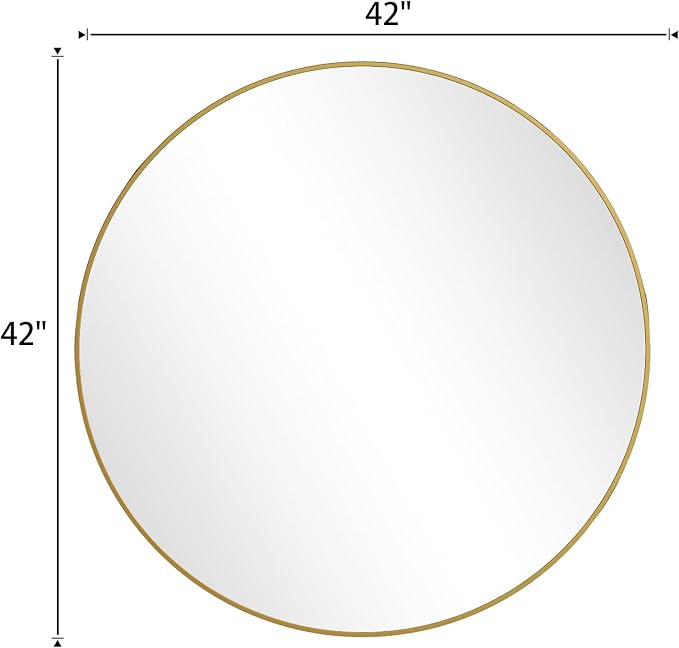 BEAUTYPEAK 42 Inch Round Mirror, Metal Frame Circle Mirror, Gold | Wall Mounted for Entryway, Bathroom, Vanity, Living Room
