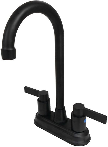 Kingston Brass KB8490NDL NuvoFusion Two-Handle 2-Hole Deck Mount Bar Faucet in Matte Black