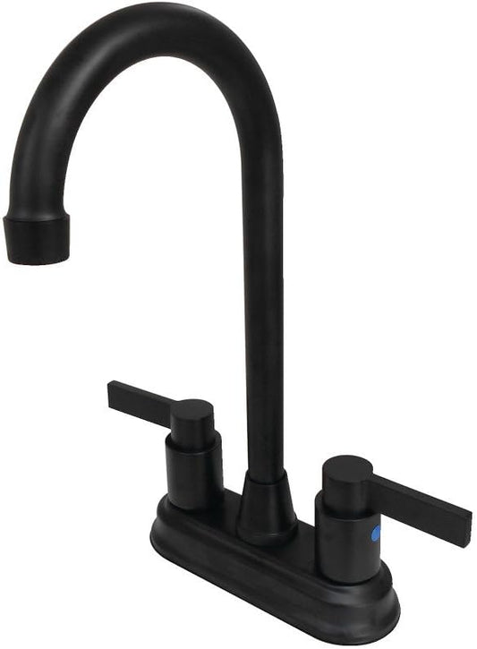 Kingston Brass KB8490NDL NuvoFusion Two-Handle 2-Hole Deck Mount Bar Faucet in Matte Black