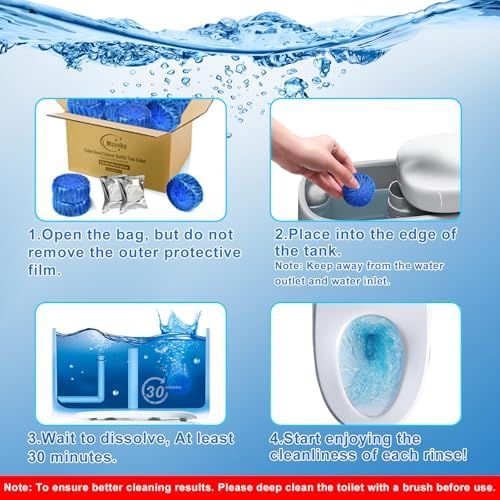 Msvvko Toilet Bowl Cleaner Tablets 32 Packs-85oz, Ultra-Clean Blue Cleaners for Deodorizing & Descaling, Long-Lasting Automatic Toilet Tank Cleaners, Against Tough Stains