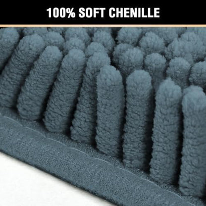 H.VERSAILTEX Bath Mat for Bathroom Non Slip Luxury Chenille Ultra Soft Bath Rugs 24x36 Absorbent Non Skid Shaggy Rugs Washable Dry Fast Plush Area Carpet Mats for Indoor, Bath Room, Tub - Stone Blue