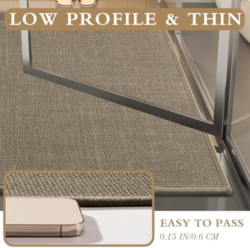 YIHOUSE Bathroom Rugs Thin Bath Mat Sets 2 Pieces Quick Dry,Brown