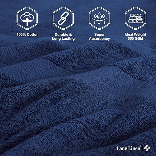LANE LINEN Bathroom Towel Set 18 Piece Soft Absorbent Quick Dry - Navy