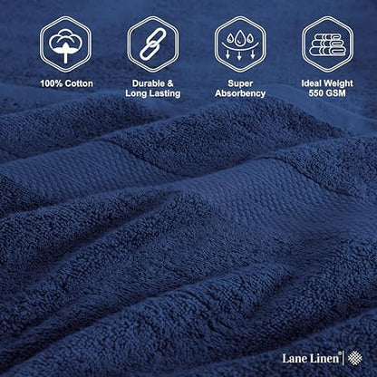 LANE LINEN Bathroom Towel Set 18 Piece Soft Absorbent Quick Dry - Navy