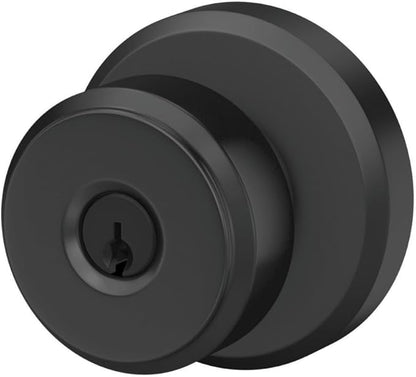 Schlage F51A BWE 622 GSN Bowery Door Knob with Greyson Trim, Keyed Entry Lock, Matte Black