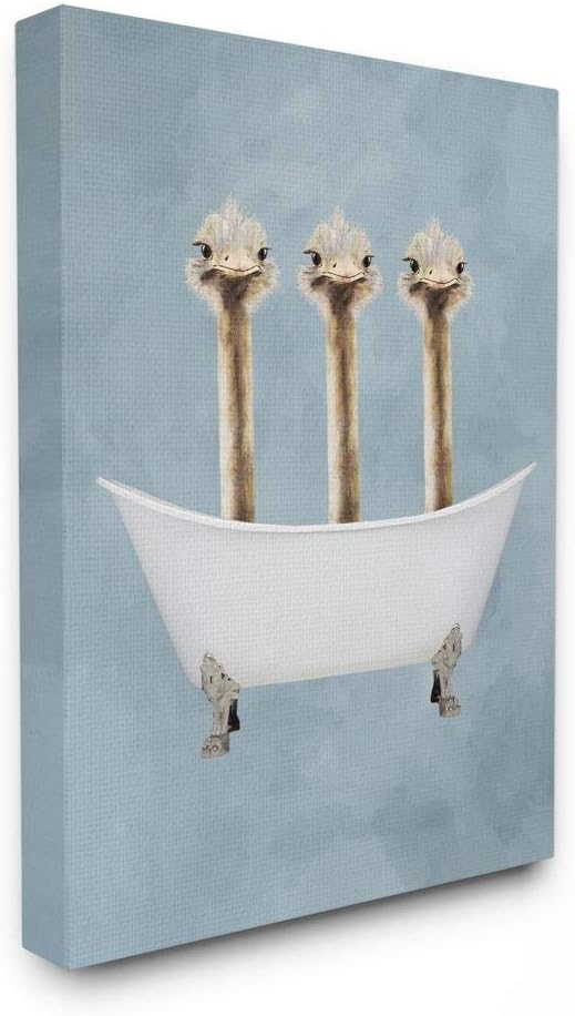 Stupell Industries Three Ostriches Bathtub, 16 x 20 Inch Canvas Wall Art | Stupell Industries | 16 x 20 Inches, Easy to Hang and Sturdy, Made in USA, by Coco de Paris