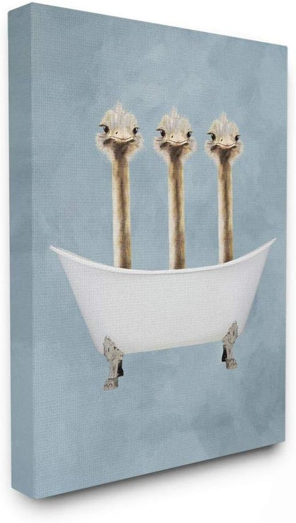 Stupell Industries Three Ostriches Bathtub, 16 x 20 Inch Canvas Wall Art | Stupell Industries | 16 x 20 Inches, Easy to Hang and Sturdy, Made in USA, by Coco de Paris