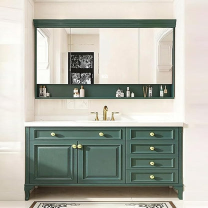 48-92IN Single/Double Sink Bathroom Vanity, Defogging Smart Mirror, Modern American Free Standing Vanity with Bathroom Cabinet