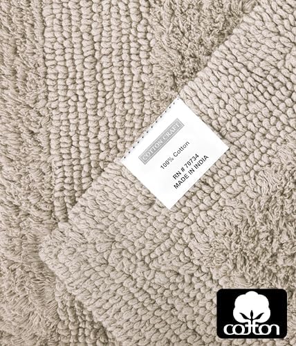 COTTON CRAFT 2 Pack Reversible Bath Mat - Soft Plush Bath Rug -17x24- Linen
