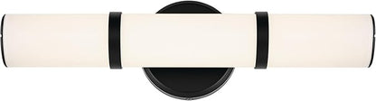 Kichler Rosh 18" LED Small Bath Bar with White Glass in Black, Modern Minimalist, for Vanity, Fireplace, Buffet, Hallway, Vanity Mirror, (18" W x 5" H), 55187BKLED