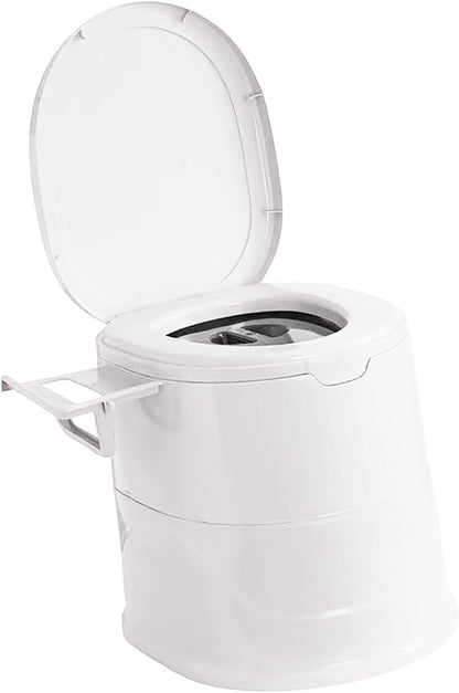 Portable Toilet for Camping, Indoor Outdoor Commode with 2 Detachable Inner Bucket, Removable Paper Holder, Toilet Brush, Travel Toilets for Camping, Hiking, Boat, Van, Emergency Use (White1)