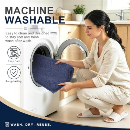 OLANLY Microfiber Bathroom Rugs 36x24, Soft Highly Absorbent Bath Mat, Navy