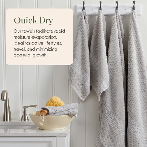 Springtree Home 100% Cotton Bath Towel Set | 4-Pack | Textured | Grey