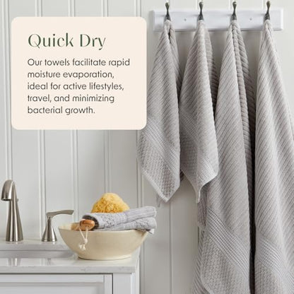 Springtree Home 100% Cotton Bath Towel Set | 4-Pack | Textured | Grey