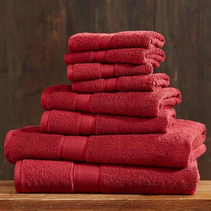 Madison Park 800GSM 100% Cotton Bathroom Bath Towel Set of 8, Bright Red