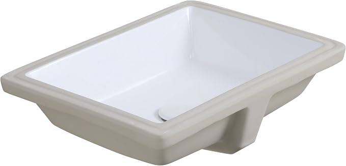 ADA Sanitary Ware Undermount Bathroom Sink - 18 7/8" White Rectangle Flat-bottomed Vessel Sink Porcelain Ceramic Lavatory Vanity Drop In Washroom Basin Sink